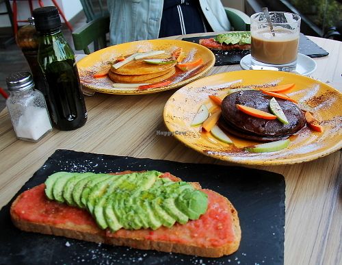 Tomato-avocado bread slices were great.  at Organic Cafe in Fuengirola