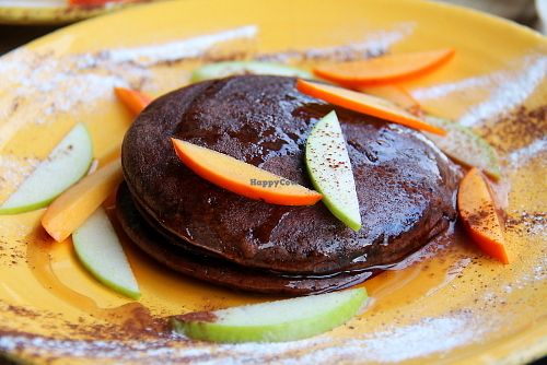 chocolate cardamon pancakes were not that good (taste and texture).  at Organic Cafe in Fuengirola