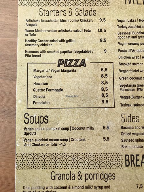 Menu part1 at Organic Cafe in Fuengirola