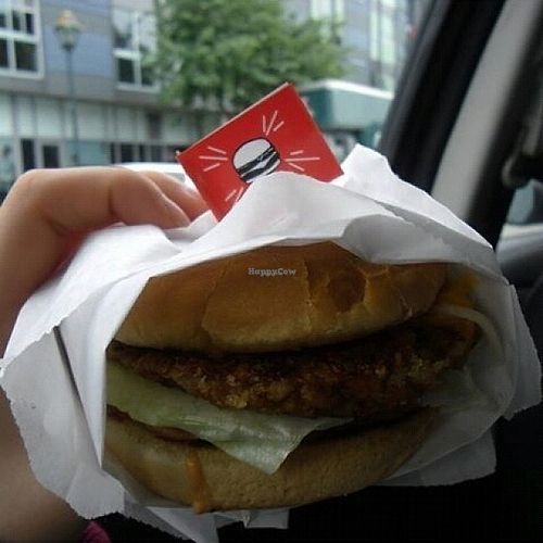 Vegan Cheese Burger with vegan thousand islands sauce at Burgerlords - Chinatown in Los Angeles