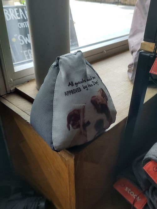 Dog doorstop at Kaffabar in Brussels