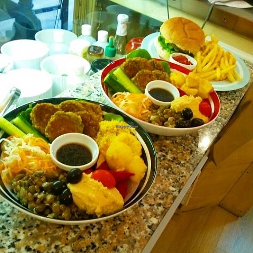 Buddha bowls and falafel burger with vegan cheese at Veggie Vibez in Ashton Under Lyne