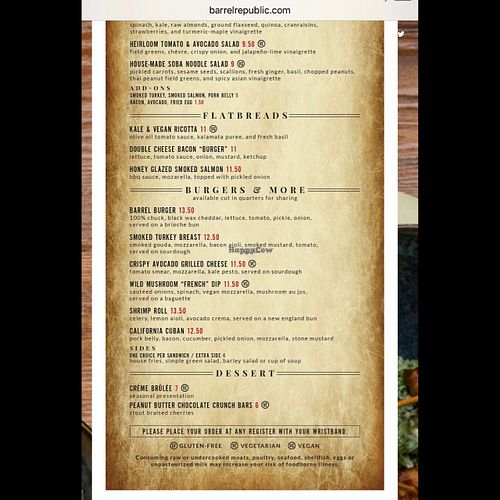 menu 2 at Barrel Republic in Carlsbad