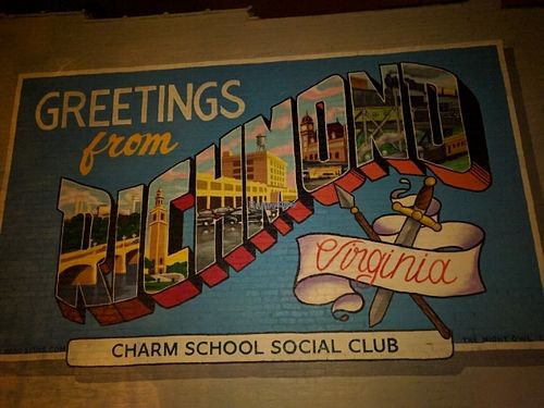 Mural on the building at Charm School in Richmond