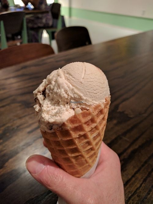 Peanut Butter Fudge, vegan waffle cone! at Charm School in Richmond