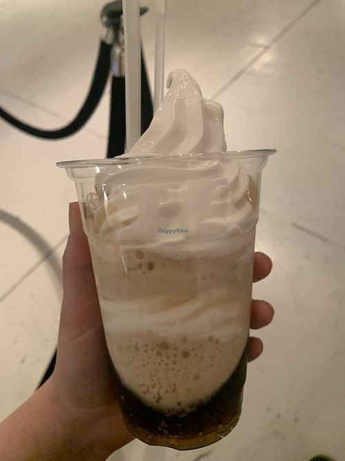 Vegan soft serve coke float - best vegan ice cream I’ve ever had at Charm School in Richmond