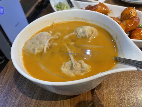 Sichuan Dan Dan noodles with dumplings - small size is quite big!  at Oriental Vegetarian 東方素 in Hong Kong Island