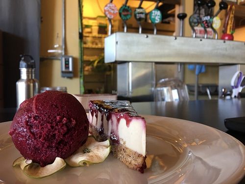 One of their seasonal desserts, cheesecake with gelato at Ground Breaker Gastropub  in Portland