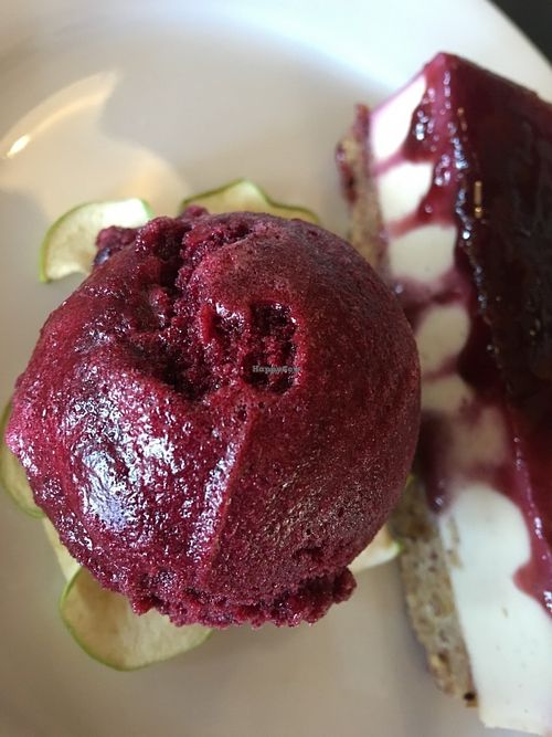 One of their seasonal desserts, cheesecake with gelato at Ground Breaker Gastropub  in Portland