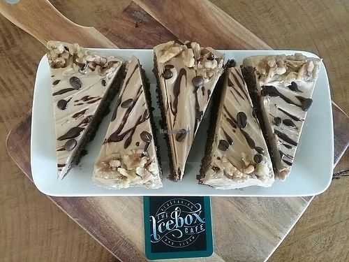 coffee walnut cake (vegan) at The Ice Box Cafe in Sunshine Coast