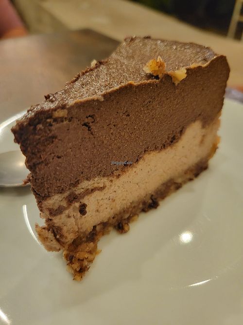 Raw chocolate cake at Luv Burger in Nosara