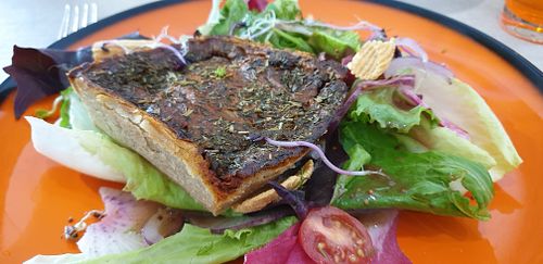 Aubergines and olives tart at Le Montagnole in Bourg-saint-maurice