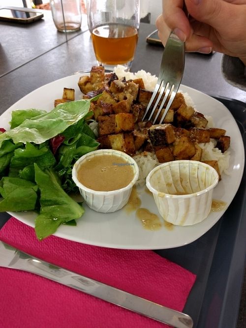tofu satay sauce. simple but actually very tasty  at Chic Planete in Avignon