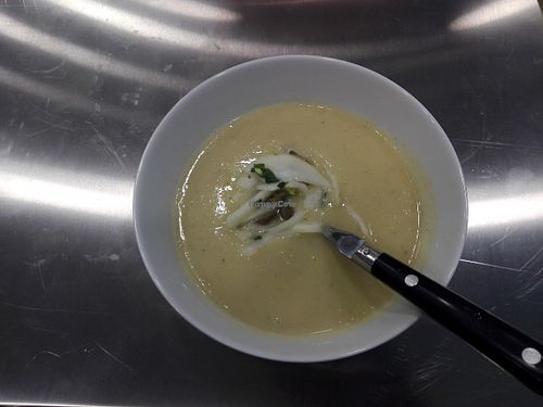 Fennel soup with crab apple, capers and cabbage  at Crudo South in Glyfada