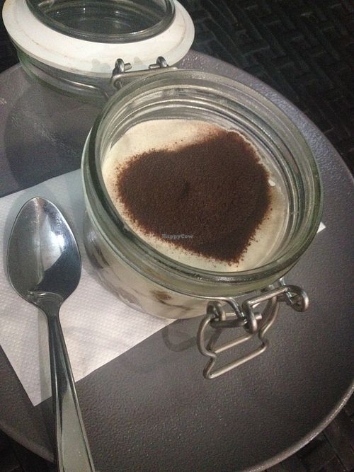 Vegan tiramisu, quite good! at Vege Joy in Varna