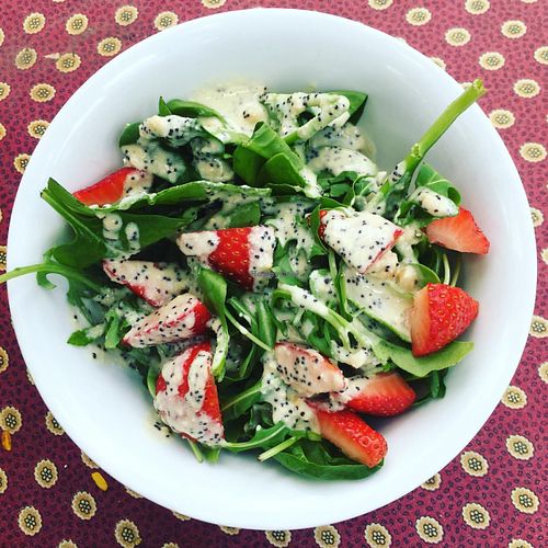 Summer poppy & red berry salad at Vegan To Go in Simpson Bay