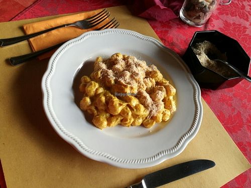gnocchi in salsa di noci e zafferano at Il Giardino del Sole in Borgofranco Divrea