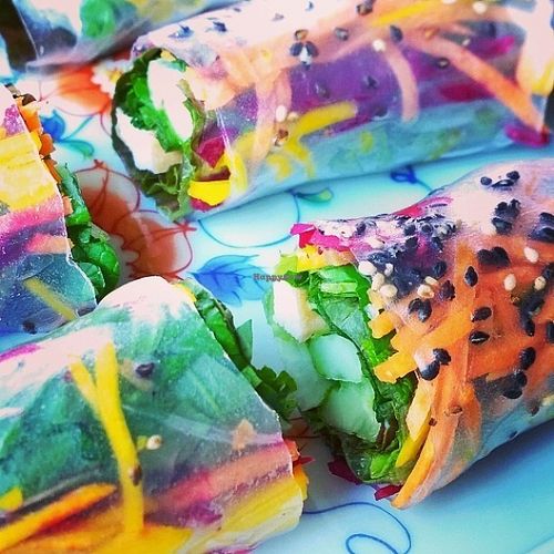 super spring rolls! served with a delicious peanut sauce at Little Good Things in Mae Hong Son