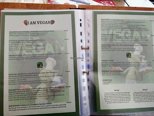vegan menu at Il Giardino delle Rane in Garda