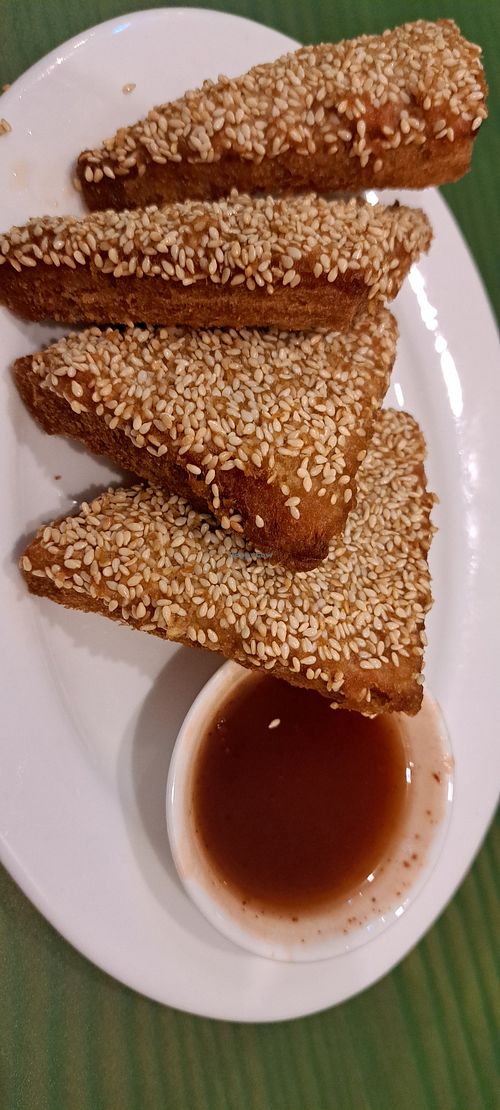 Vegan prawn toast at Lotus Vegan Cuisine in Glasgow