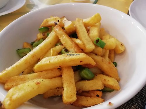 Salt & chilli chips at Lotus Vegan Cuisine in Glasgow