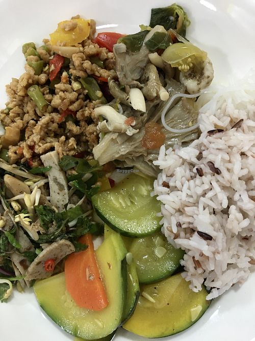 Some of the dishes from the buffet  at Khouadin Vegetarian in Vientiane