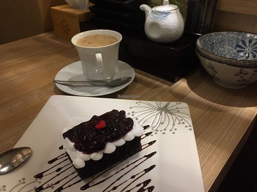 Coffee and cake set (blueberry/chocolate) at SUPE Vegan - Gurney Plaza in Penang