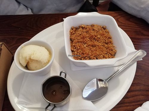 Apple crumble at Casa Romana Italian Restaurant in Carlisle