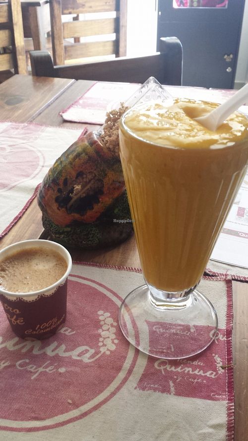 Quinua + Mango + soya milk smoothie. £1.15
Coffee (about 25p!) at Tienda Quinua y Cafe in Popayan