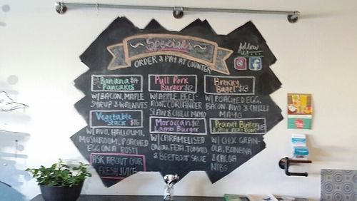 wall menu at Frankee & Co in Logan City