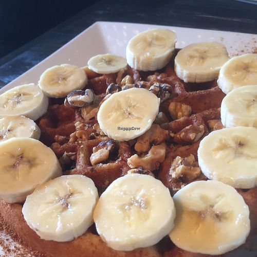 vegan Banana Nut waffle at Black Coffee and Waffle Bar in Minneapolis