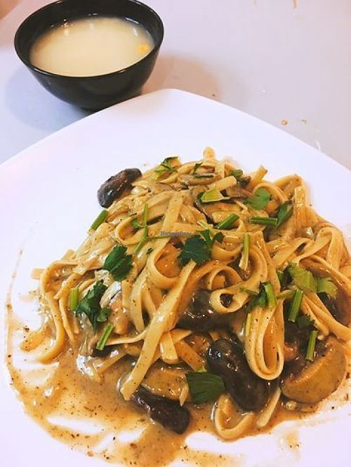 Creamy Fettuccine w Mushrooms at Nature Vegetarian - Ang Mo Kio in North Singapore