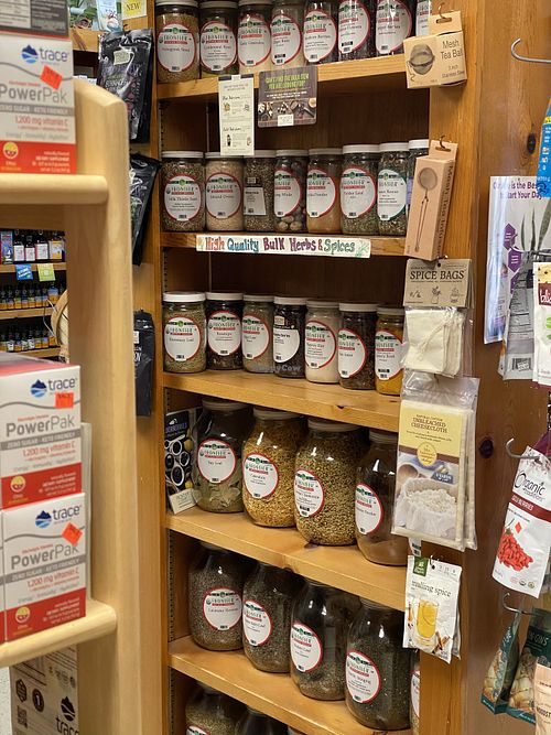 So many amazing bulk herbs selections!  at Harvest Moon Health and Nutrition in West Milford