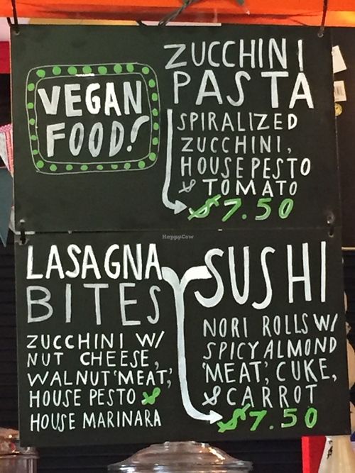 Food menu not counting the daily special at Raw A Juice Company in San Francisco