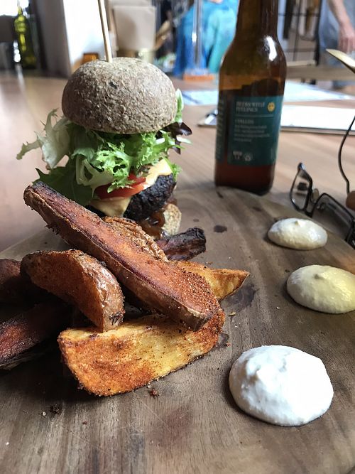 Veggie burger  at Elixiba in Byron Bay