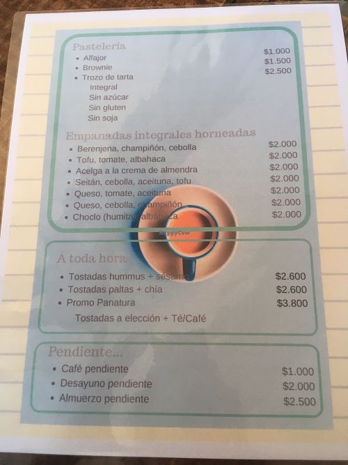 menu 2 at Pantura Vegano in Santiago