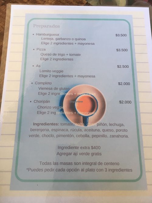 menu 3 at Pantura Vegano in Santiago