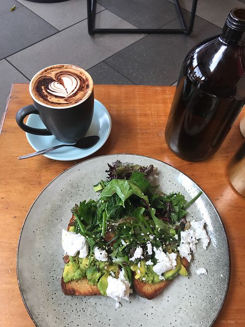 Avo Toast v & gf at Belle Central in Ballina
