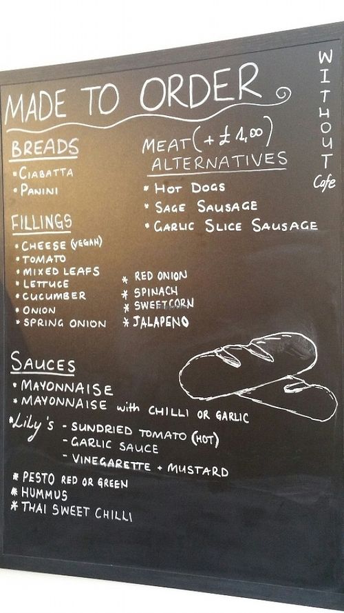 On the board at Without Cafe in South West London