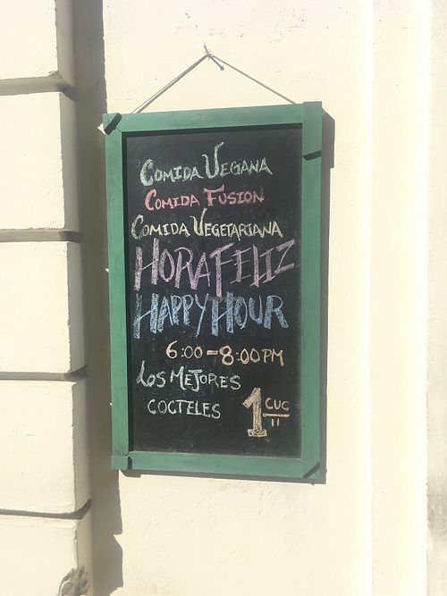 Chalkboard outside  at El Shamuskia'o in Havana