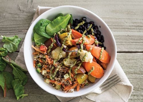 Roasted Veggie Bowl at Sharky's Woodfired Mexican Grill  in Tualatin