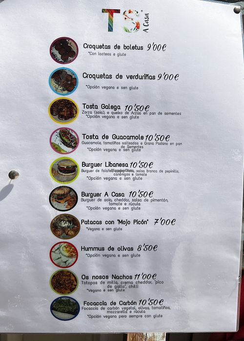 Menu  at TS  A Casa in Santiago De Compostela