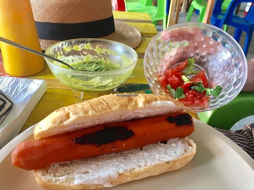 Veggie carrot dog at Moots in Puerto Escondido