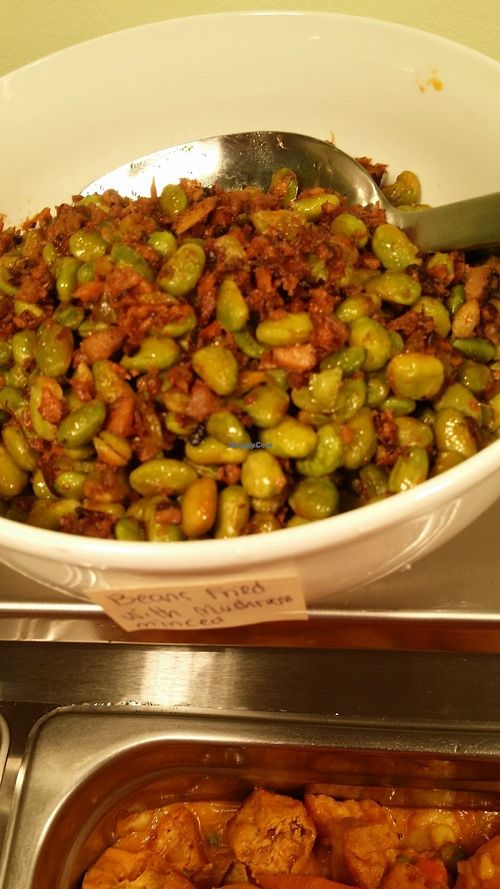 Beans with minced shi Takei mushrooms and vegetarian sambal.  at Zi Jia House in Auckland