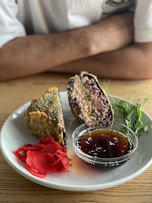 Onigirazu with vegan tuna  at Mox in Moscow