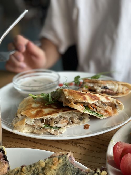 Quesadilla with kimchi   at Mox in Moscow
