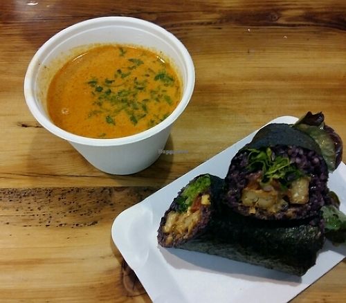 sushiritto and tom yam at Mox in Moscow