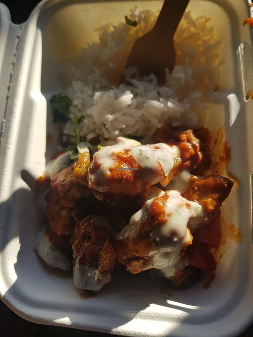 Chikn tikka, veg and rice  #Veganuary at Parallel7 in Bishop Auckland