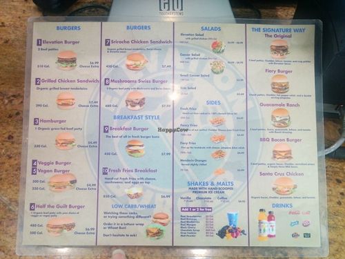 Menu at Elevation Burger in Houston
