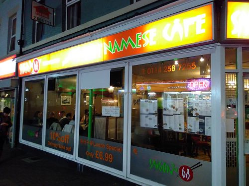 outside at Saigon68 in Sheffield